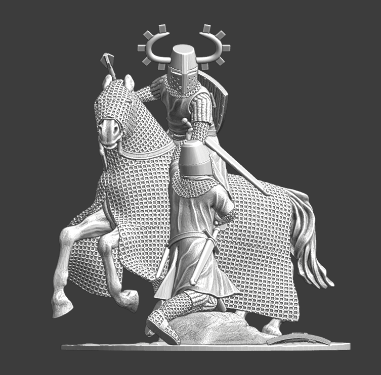 Vignette - Medieval Teutonic Knight rescuing brother Knight